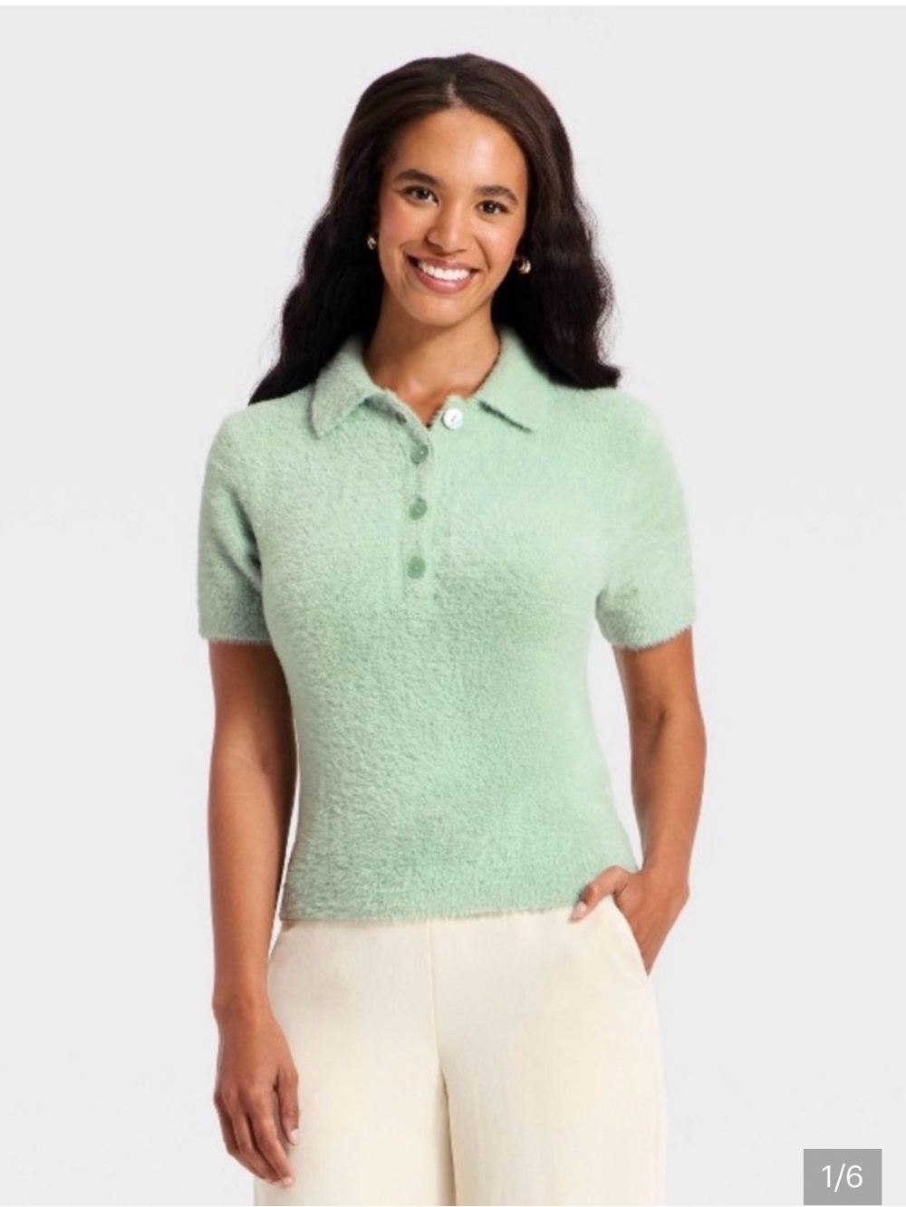 a new day Mint Green Short-Sleeve Polo Sweater